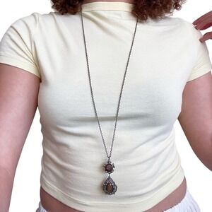 Vintage Y2K Modern Renaissance Whimsigoth Purple Rhinestone Long Chain Necklace